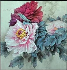 Chinese natural mulberry silk thread,su hand embroidery kits:flower peony 14"