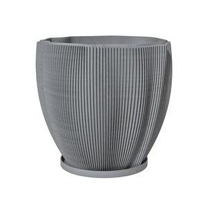 Planter Pot With Drainage, Gray Coconut Design for Small and Large Plants [Water Plate Included] Outdoor and Indoor use Plant Pot