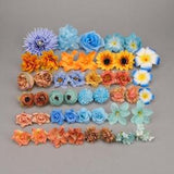 45Pcs Artificial flower heads Combo Set/4-13cm Rose,Peony,Silk flower,Bulk Fake flowers for Handmade DIY Wedding Home Decoration Accessories
