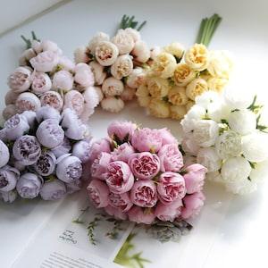 27 heads ( 9pcs ) Silk Mini Ranunculus Bouquet , Artificial Faux Flower Bouquet in 6 colors