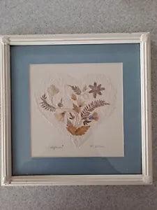 Wood framed and matted pressed dried Wild flowers 11 x 11 pre-owned