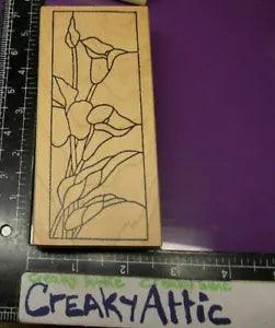STAINED GLASS CALLA LILIES FLOWERS RUBBER STAMP THE STAMP MILL CREAKYATTIC
