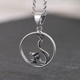 Sterling Silver Orchid Flower Necklace Pendant, Silver Jewel Orchid Floral Charm, Birthday Gift