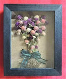 Gomphrena (Globe Amaranth) Flower Framed Shelf Decor Maine Handmade Pam's Posies