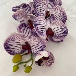 Artificial Orchid, Make your own Plant, Christmas Gift, Real Look Orchids, Purple Striped Orchid, Phalaenopsis, Faux Orchid Flower