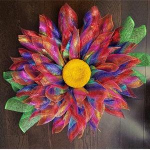 Flower Wreath, Sunflower Wreath, Rainbow Flower Wreath, Pride Wreath, Welcome Wreath