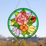 Pink peony flowers Bouquet of peonies stained glass panel Bright and colorful window hangings flower suncatcher Gift for mother grandmother