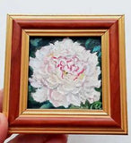 Original Oil Painting Peony -White Flowers Collectible Painting -Small Artwork