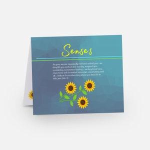 Greeting Card (1-pc) - Senses - blank inside, blue, yellow, green, sunflower