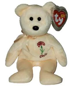Ty Beanie Baby - OHIO SCARLET CARNATION State Flower Bear 8.5" (Exclusive) MWMT