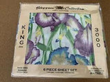 King Six Piece Sheet Floral Set 3000 Aloe Vera Bamboo Fabric lily Flowers