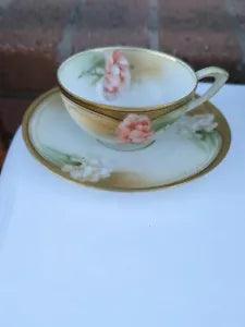 Antique Vintage RS Germany Prussia Carnation Floral W/Gold Trim