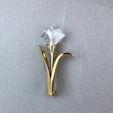 Swarovski Crystal Lily  Flower Brooch Pin Vintage Gold Toned Jewelry  1.75''