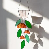 Stained glass window hangings suncatcher, fake plants glass art decor, vine suncatcher plants, gifts for plant lovers