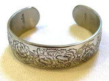 Kirk Stieff Pewter Women's Cuff Bracelet Flower of the Month- Carnation