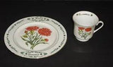 96 Domestications Flowers of the Month 2 pc Side Plate & Cup January Carnation