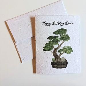Watercolor Bonsai tree on plantable seed paper or watercolor white paper, birthday card,