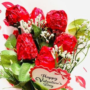 Valentines Chocolate Roses/Valentines Day Bouquet/Valentines Day Gift for Her/Chocolate Rose Bouquet/ Chocolate roses on a stem