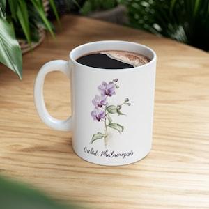 Exquisite Watercolor Orchid Mug - 11oz - Perfect Gift for Botanists and Plant Lovers