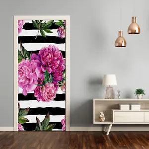 3D Home Art Door Wall Self Adhesive Removable Sticker Flowers Plants Peonies