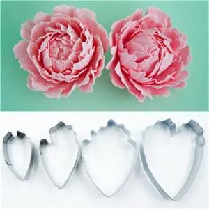 4pc Peony Flower Cake Fondant Plunger Cutter Decorating Mold Sugarcraft Bak-i EW