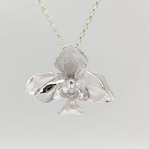 Minimalist Orchid Flower Necklace,Charm Unique,Sterling Silver Necklace,Everyday,Bridal Bridesmaid Jewelry,Mothers day Gift for Grandma