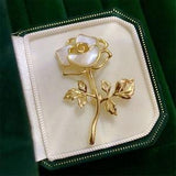 Gold Rose Brooch | Mother of Pearl Brooch | Flower Brooch for Women