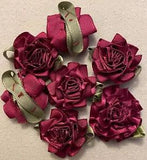 BURGUNDY RIBBON CARNATION FLOWERS - Lot of 40 - Approx. 1 ?