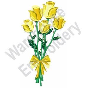 Yellow Roses - Machine Embroidery Design, Wedding Roses Embroidery Pattern, Yellow Rose Bouquet Embroidery Design