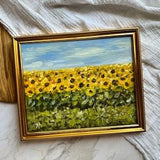 Sunflower Painting Oil Original Art Landscape Autumn Fall Art Sunflower Artwork Meadow Landscape Rustic Fall Art Farmhouse Wall Decor