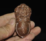 Collect Chinese Wood hand Carved peony flower peanut ???????????????? auspicious statue