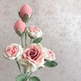 Pink Rose | Crochet Rose Bouquet | Knitted Rose | Gifts for her | Birthday | Valentine's Day/home decoration/rose flowers