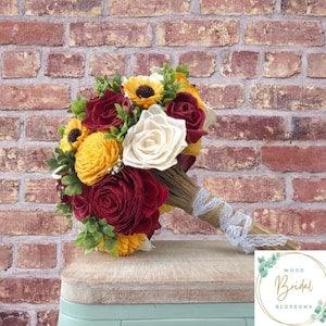 Wood Flower Bouquet- Radiance Collection- Wood Flower Bouquet, Red Rose Bouquet, Sunflower Bouquet
