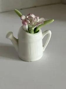 Maruri Masterpiece Bone China Miniature WateringCan With Carnation Flowers Decor