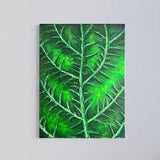 Green Leaf Wall Art - Original Acrylic Painting on Canvas - Nature Plant Macro Close Up Textured Surface Home Decor