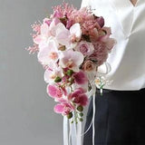 Real Touch rustic blush Pink butterfly orchid Bridal Bridesmaid Bouquet Choose ribbon color Real Touch Bouquet