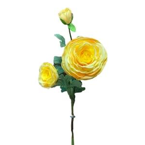 Yellow Ranunculus Real Touch Artificial Ranunculus Spray Faux Flowers Bridal Wedding Bouquet Supplies Farmhouse Kitchen Decor