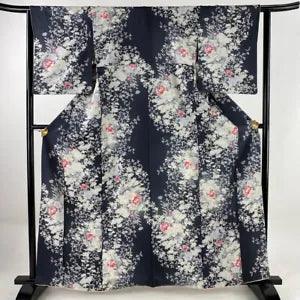 Komon Kimono Silk Japan Length 161Cm, Sleeve 62Cm, Lining, Peony, Flowers, Shadi