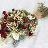 Dried flowers bridal bouquet - rose red & white