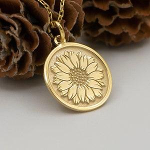 Real 14k Solid Gold Sunflower Necklace By Demir Uluer - Daisy Necklace - Delicate  Sunflower Jewelry - Dainty Sunshine Pendant Gift For Her