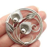 925 Sterling Silver Antique Van Dell Lily Floral Leaf Pin Brooch
