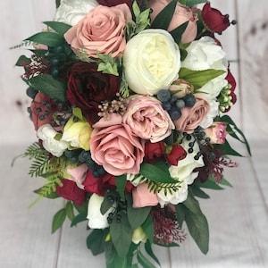 Cascade wedding bouquet, Cascade bridal bouquet, Dusty Rose bouquet, Burgundy & dusty rose bouquet, Mauve bouquet, Waterfall bouquet