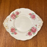 Salisbury Juliana Rose Handled Cake Plate, Rare Pink Large Rose Cake Tray