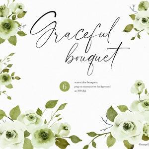 White Roses, Watercolor Rose Clipart, Watercolor Bouquets, Watercolor Wedding, White Floral Clipart, Watercolor Flowers, White Roses Bouquet