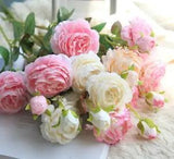 3 Heads Artificial Flowers Silk Flower Peony Wedding Bouquet Fake Flower...
