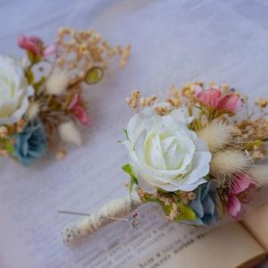 Dried Flower Rose Wedding Boutonniere,Wedding Day Accessory,Boho Wedding Accessory,Colorful Wedding Accessory,Bridesmaid Boutonniere,