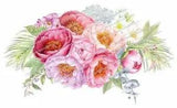Shabby Watercolor Soft Pastel Peonies Flowers Bouquet Waterslide Decals FL374