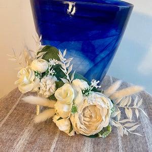 Corsage and Boutonni¡§¡§re Set, Prom Cosage and Boutonni¡§¡§re, Silk Flowers, Dried Flowers, White Corsage, Rose, Ranunculus