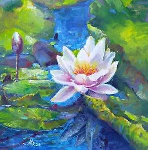 Water lily Original Oil painting on canvas Impressionism lotus Wall Art