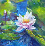Water lily Original Oil painting on canvas Impressionism lotus Wall Art